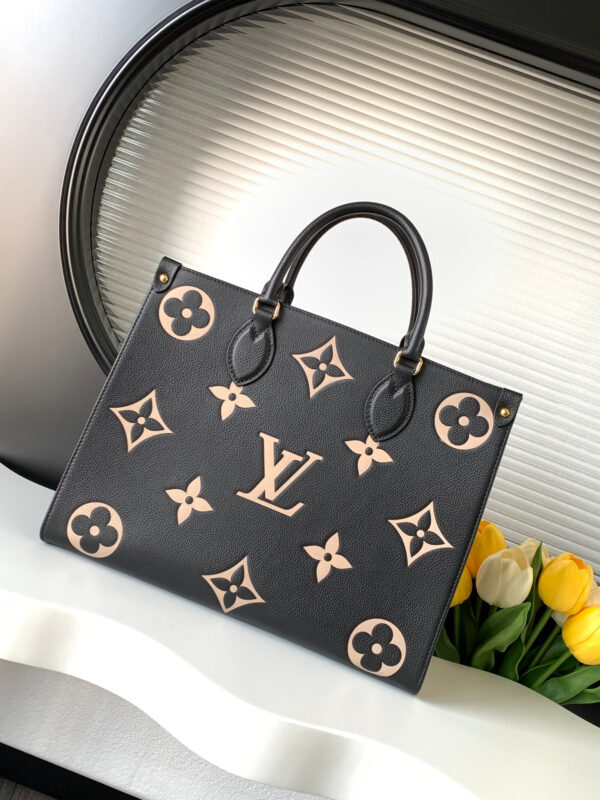 LOUIS VUITTON On the Go MM Bicolor Shoulder Tote Bag M45494 Monogram empreinte