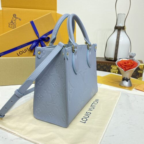 LOUIS VUITTON LV OnTheGo PM 2 Way Bag M46840 Monogram Empreinte Light Blue - Image 3