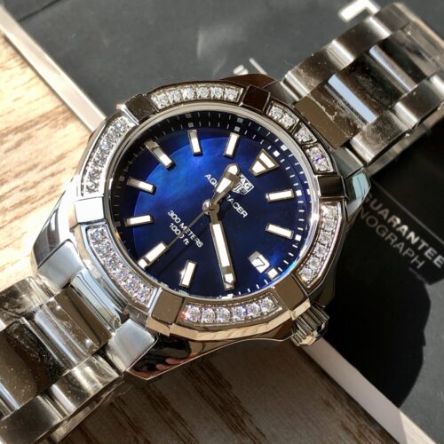 TAG Heuer Aquaracer Quartz Diamond Bezel 35 mm Stainless Steel WAY131N Watch - Image 5