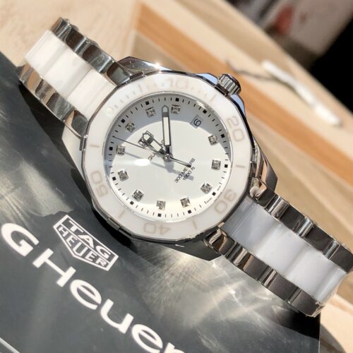 Tag Heuer Aquaracer Women's Watch 35MM White Diamond Watch WAY131D BA0914 - Image 4