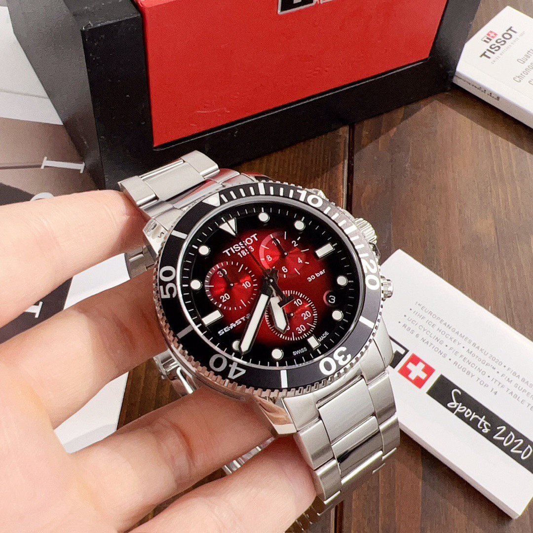 Tissot Seastar 1000 Chronograph 45,5mm Rot/Schwarz Herrenuhr T120.417.11.421.00