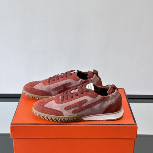 Hermes Jet Sneakers for Light Gray/Burgundy Men’s Women’s Shoes - Image 9