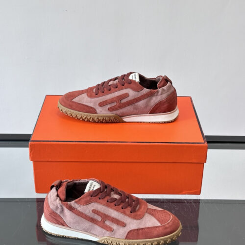 Hermes Jet Sneakers for Light Gray/Burgundy Men’s Women’s Shoes - Image 8