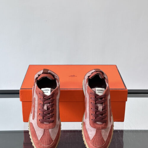 Hermes Jet Sneakers for Light Gray/Burgundy Men’s Women’s Shoes - Image 6