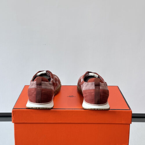 Hermes Jet Sneakers for Light Gray/Burgundy Men’s Women’s Shoes - Image 4