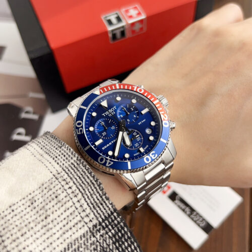 Tissot Seastar T120.417.11.041.03 Blue Dial Chronograph Men's Watch 45.5mm - Image 4