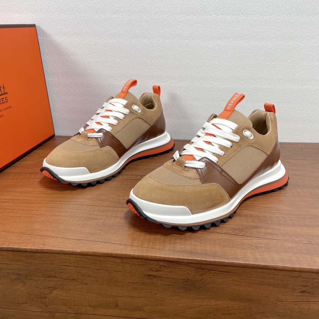 18 Hermes Le Sneakers Brown Men’s Shoes - Image 1