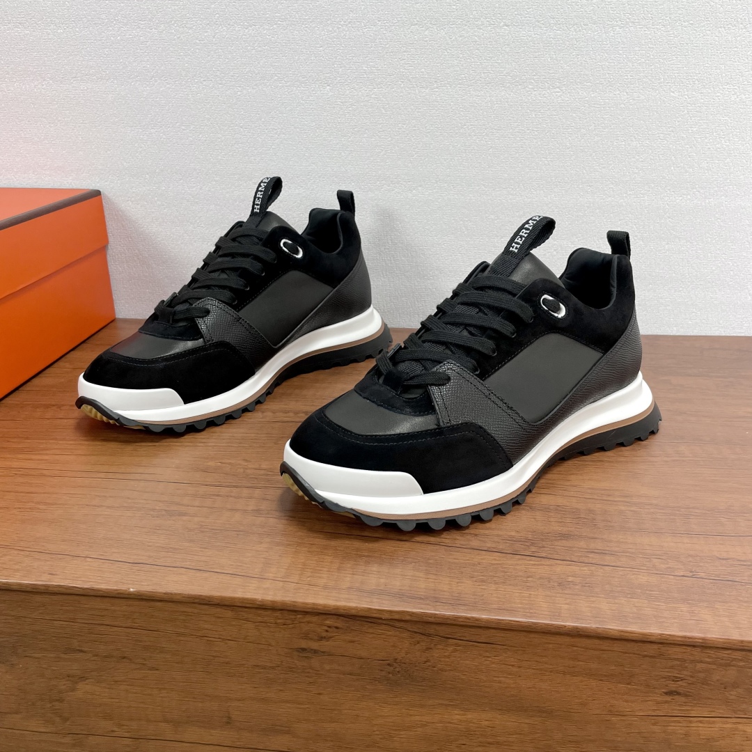 22 Hermes Le Sneakers Black Men’s Shoes - Image 1