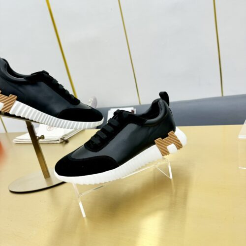 HERMES H BLACK BOUNCING LEATHER SNEAKER SHOES LOAFERS SLIPPER Men's Women's Shoes - Image 7