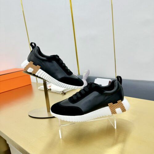 HERMES H BLACK BOUNCING LEATHER SNEAKER SHOES LOAFERS SLIPPER Men's Women's Shoes - Image 8