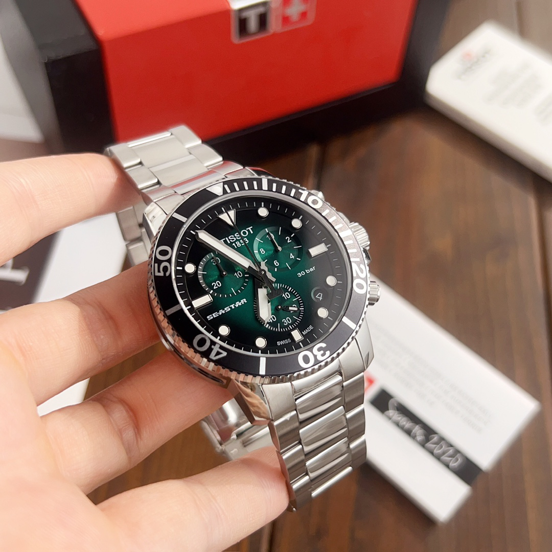 Tissot Seastar 1000 Chrono Green Dial Mesh Strap Men's Watch T1204171109101