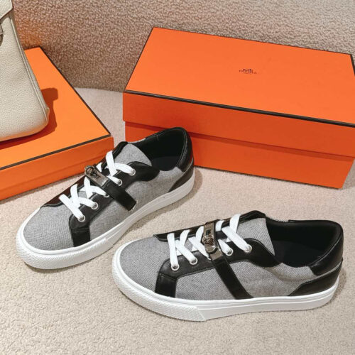 Hermes Men's Light Gray Casual Shoes - Image 8
