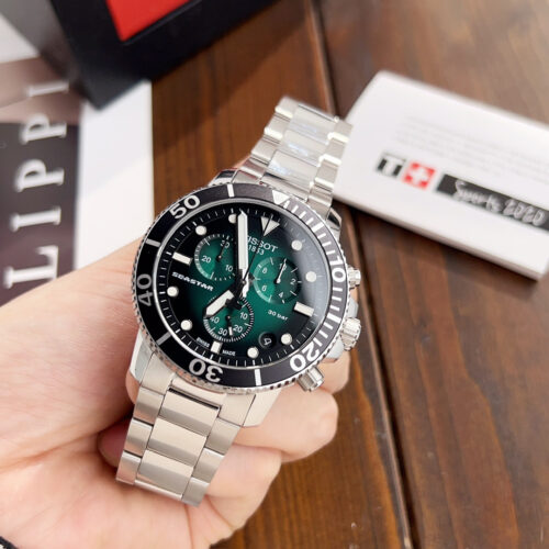 Tissot Seastar 1000 Chrono Green Dial Mesh Strap Men's Watch T1204171109101 - Image 3