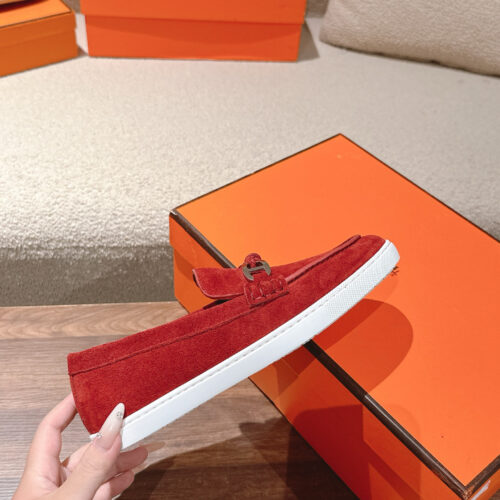 Hermes Lgnacio Men's Women's Burgundy Casual Shoes - Image 7