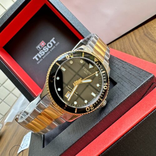 TISSOT SEASTAR 1000 MENS WATCH Automatic mechanical STEEL TWO TONE STRAP BLACK DIAL T120.210.21.051.00 - Image 4