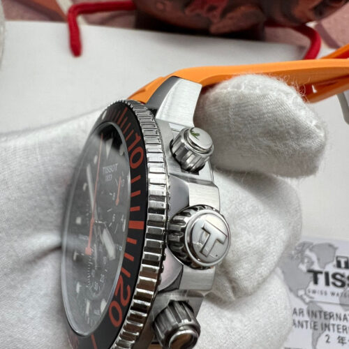 TISSOT SEASTAR 1000 MENS WATCH ORANGE RUBBER STRAP WITH BLACK DIAL t120.417.17.051.01 - Image 7