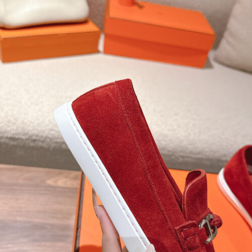 Hermes Lgnacio Men's Women's Burgundy Casual Shoes - Image 5