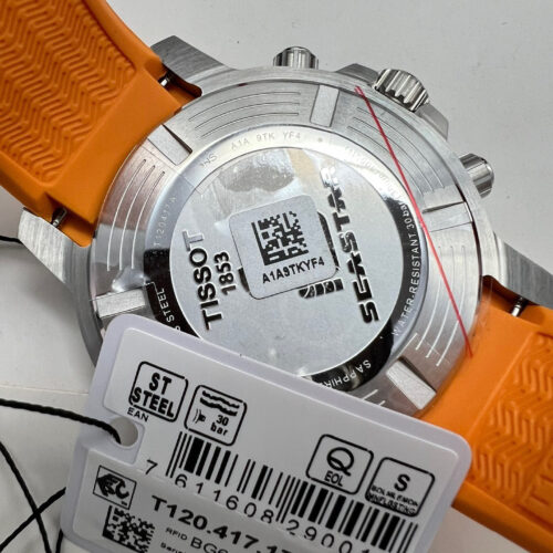 TISSOT SEASTAR 1000 MENS WATCH ORANGE RUBBER STRAP WITH BLACK DIAL t120.417.17.051.01 - Image 8