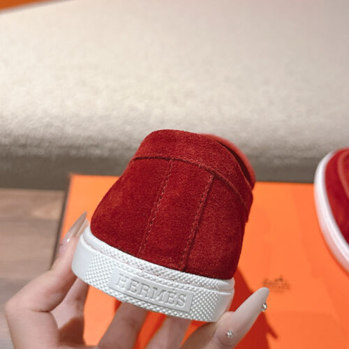 Hermes Lgnacio Men's Women's Burgundy Casual Shoes - Image 3