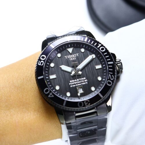 TISSOT SEASTAR 1000 POWERMATIC 80 40 MM BLACK DIAL SS WATCH T120.807.11.051.00 - Image 3