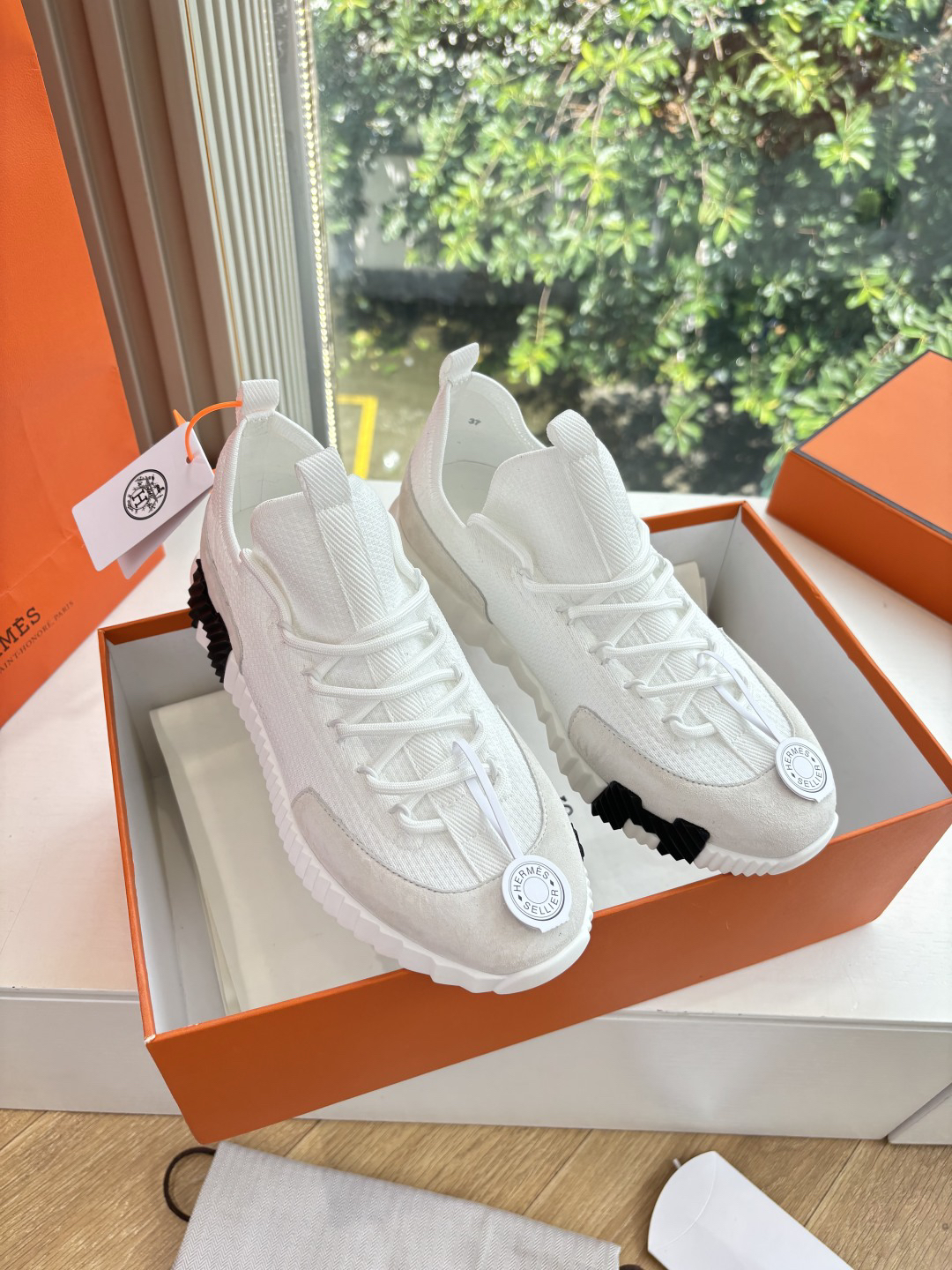 9 Hermes Lift Slip-On bouncing White Men’s Women’s Shoes - Image 1