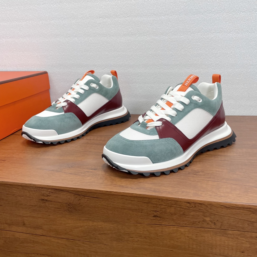 9 Hermes Le Sneakers White/Blue Men’s Shoes - Image 1