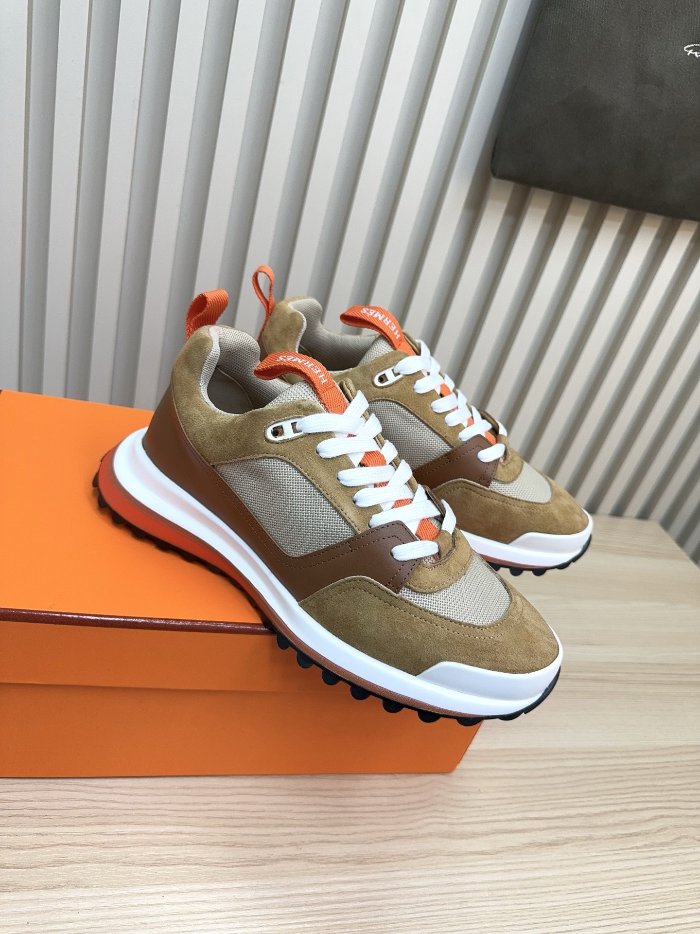 9 Hermes Yellow Men’s Sneakers Shoes - Image 1