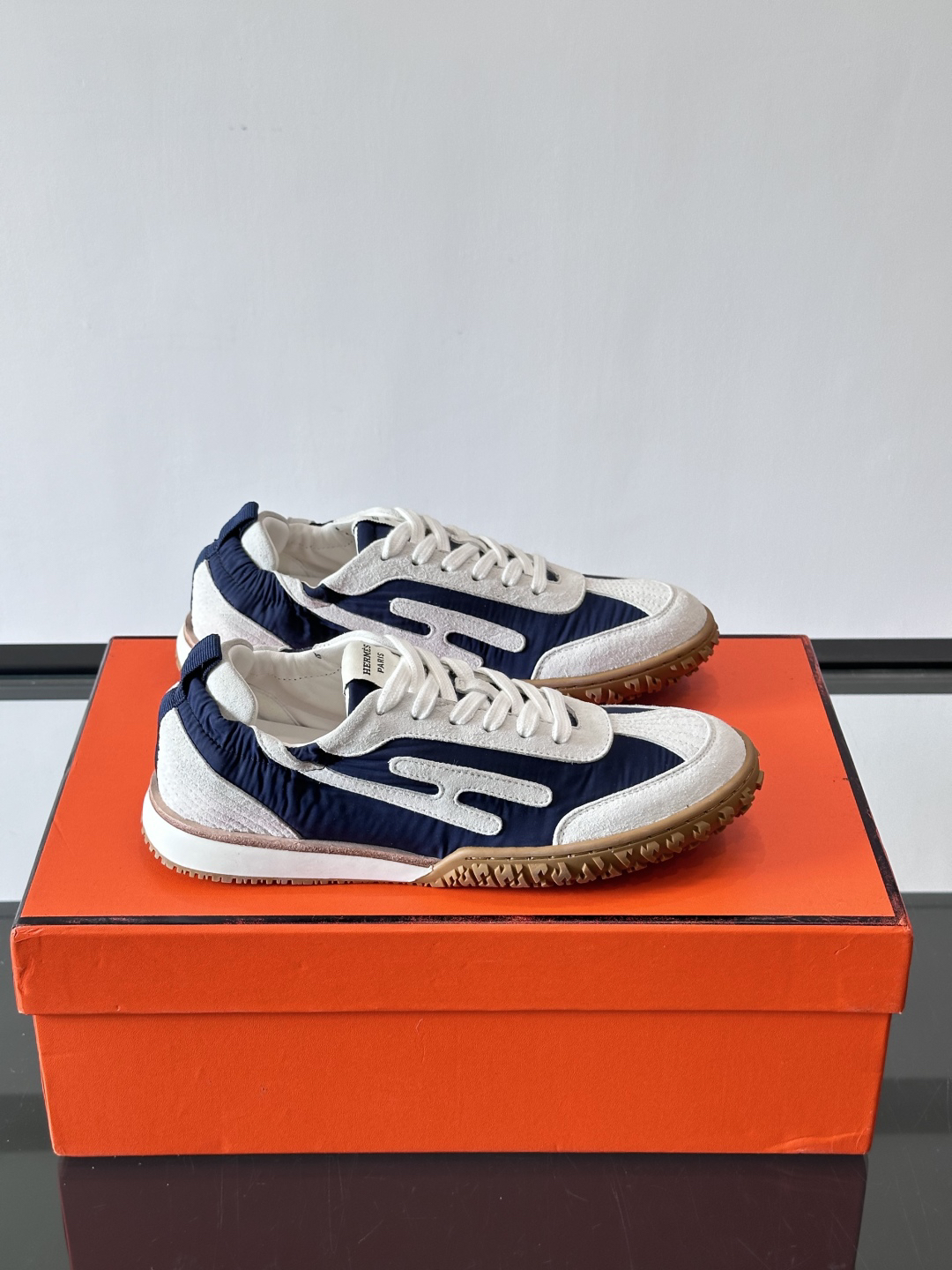 9 Hermes Jet White/Blue Sneakers for Men’s Women’s Shoes - Image 1