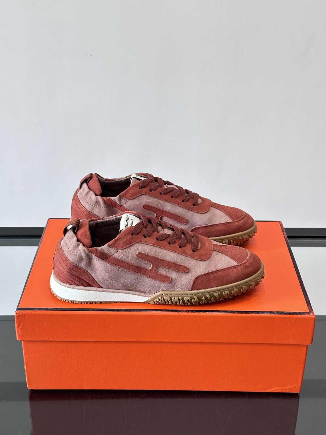 9 Hermes Jet Sneakers for Light Gray/Burgundy Men’s Women’s Shoes - Image 1